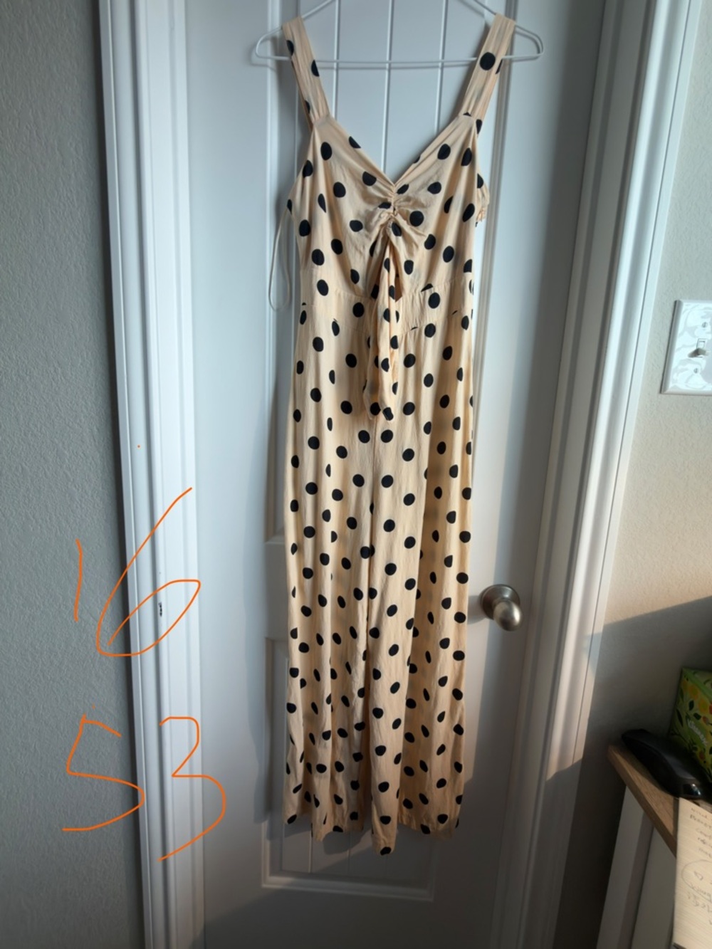 River Island Beige Maxi Dress with Black Polka Dots